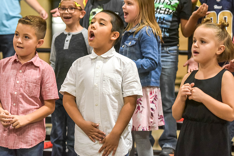 Broadmoor second-graders put all of their musical talents - including playing rhthym instruments - on display during a Tuesday night performance.